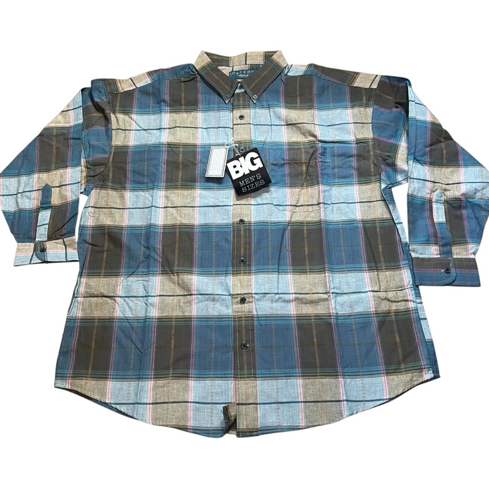 90s VTG Plaid Long Sleeve Button Up Shirt Loafers By Reed St. James Mens 2X Big